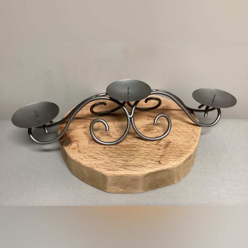 Metal / Iron Crafted Triple Candle Holder - Great Condition - Well Built